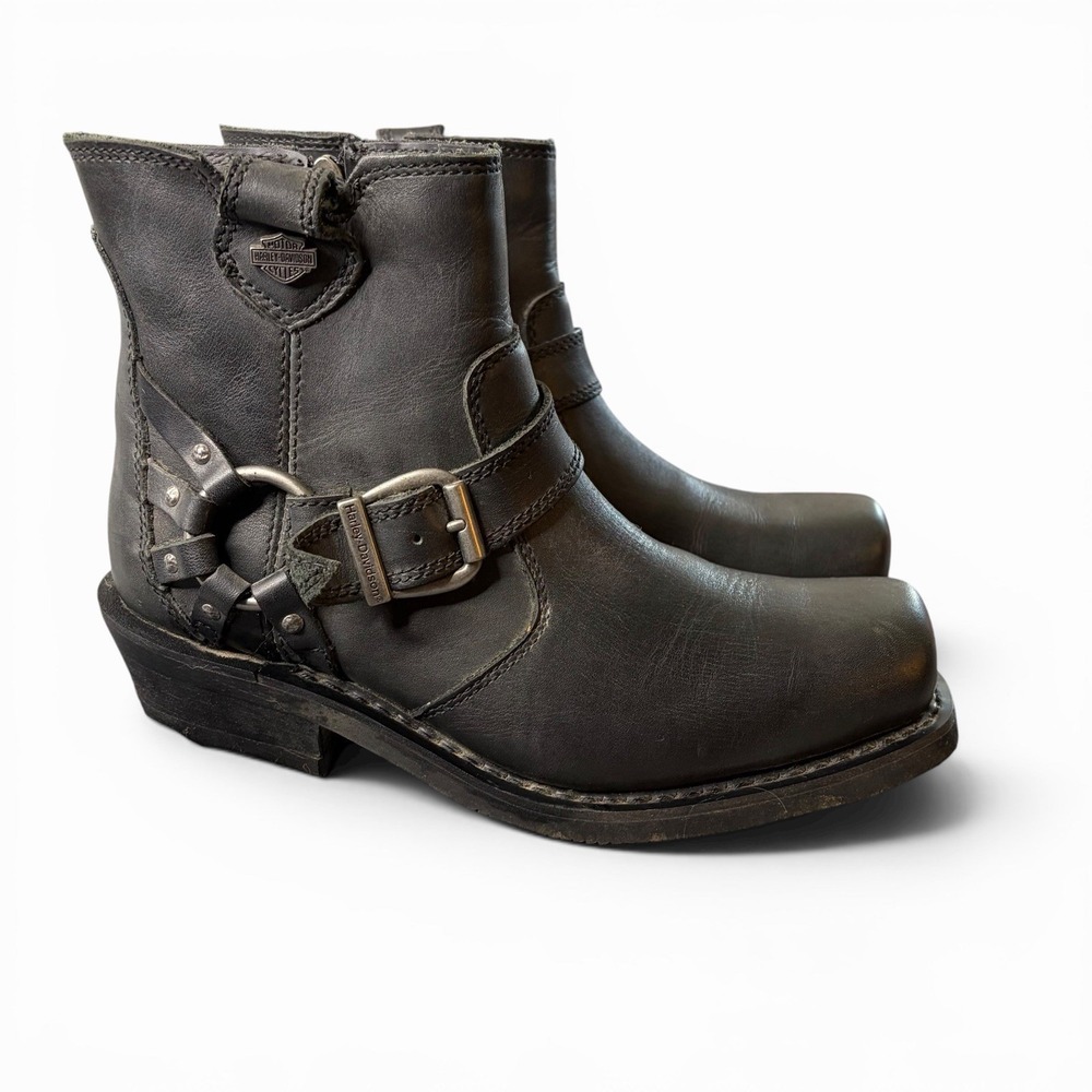 Harley-Davidson Christa Harness Boots Women's 9.5 Black Leather Mid Calf Moto - Picture 4 of 8